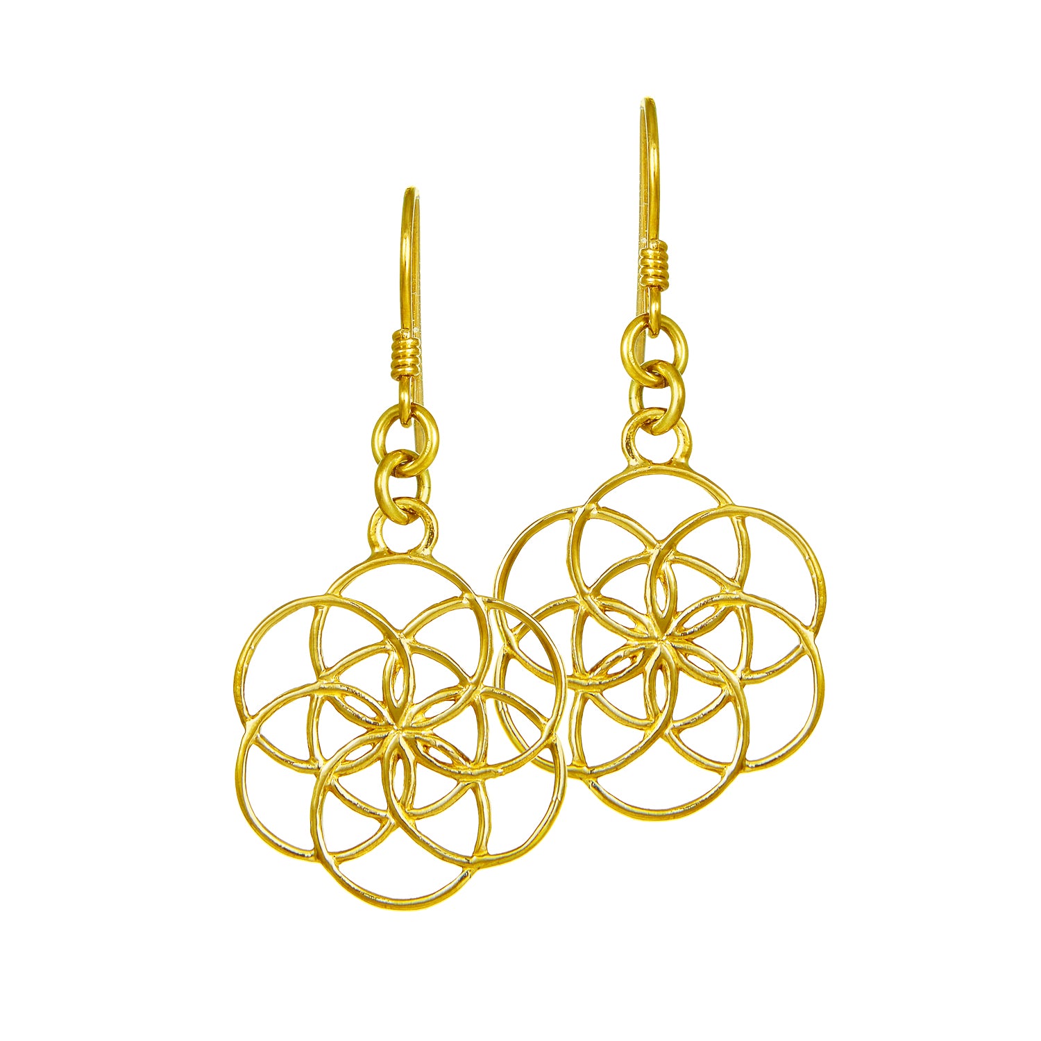 Samen des Lebens Ohrhänger vergoldet Ohrringe von Eternal Bliss Esoterik Schmuck Symbol der Urenergie