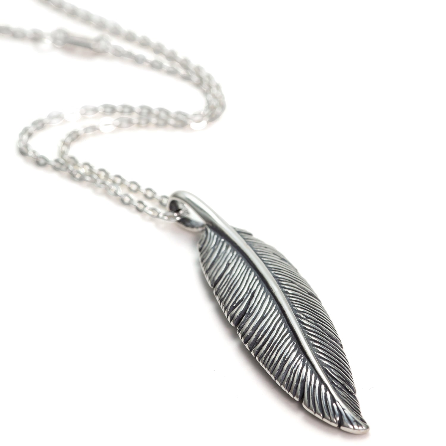 Feather pendant silver with chain by ETERNAL BLISS - Spiritual Jewellery