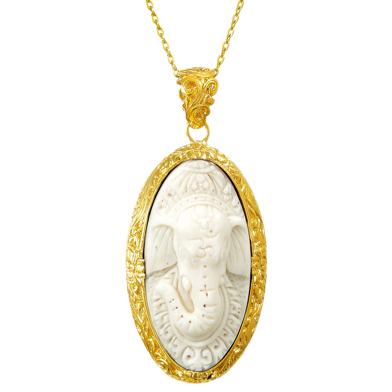Ganesha Anhänger mit Om vergoldet mit  Kette von ETERNAL BLISS - Spiritueller Schmuck