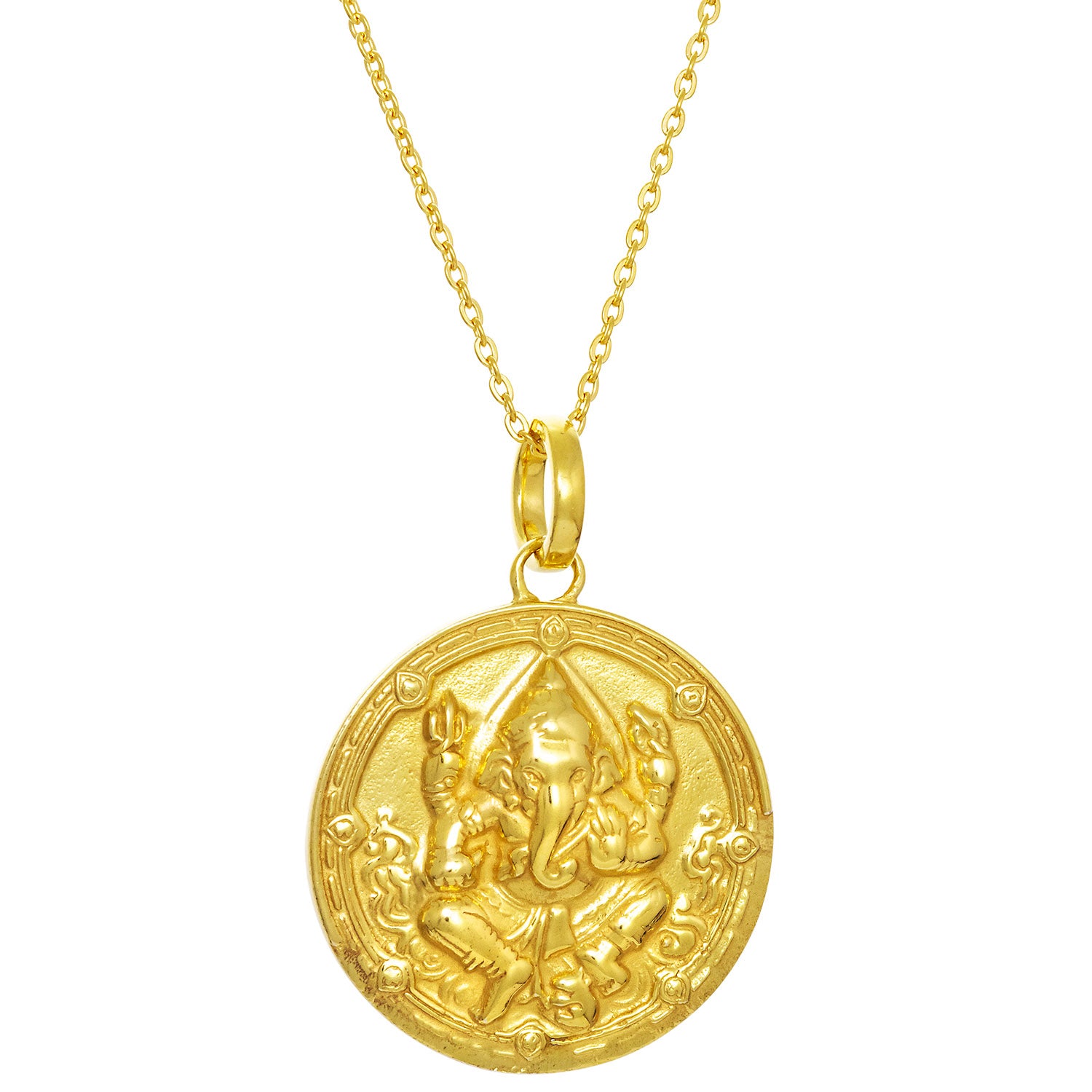 Detailreich ausgearbeitetes Ganesha Amulett aus vergoldetem Sterling Silber von ETERNAL BLISS - Spiritueller Schmuck