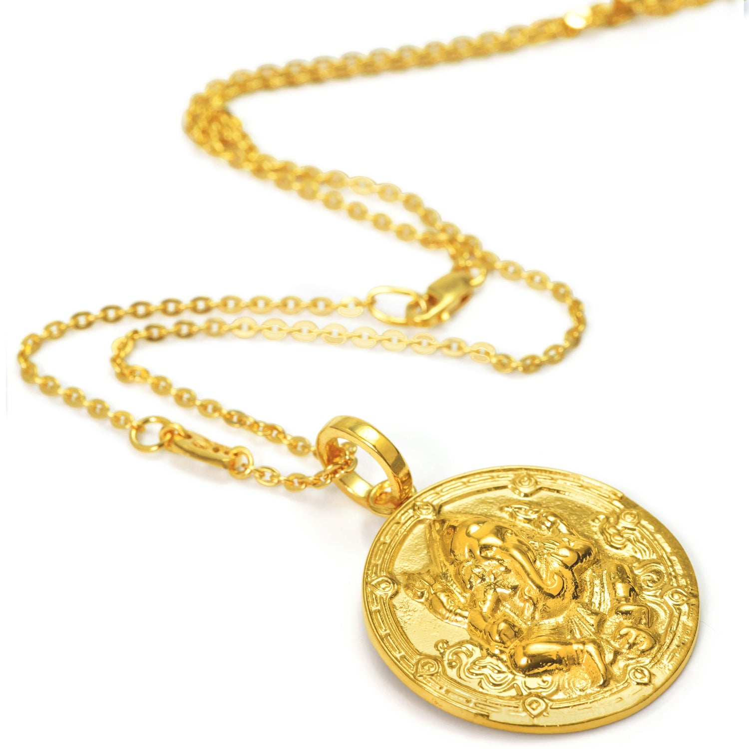 Detailed Ganesha amulet made of gold-plated sterling silver from ETERNAL BLISS - Spiritual jewelry