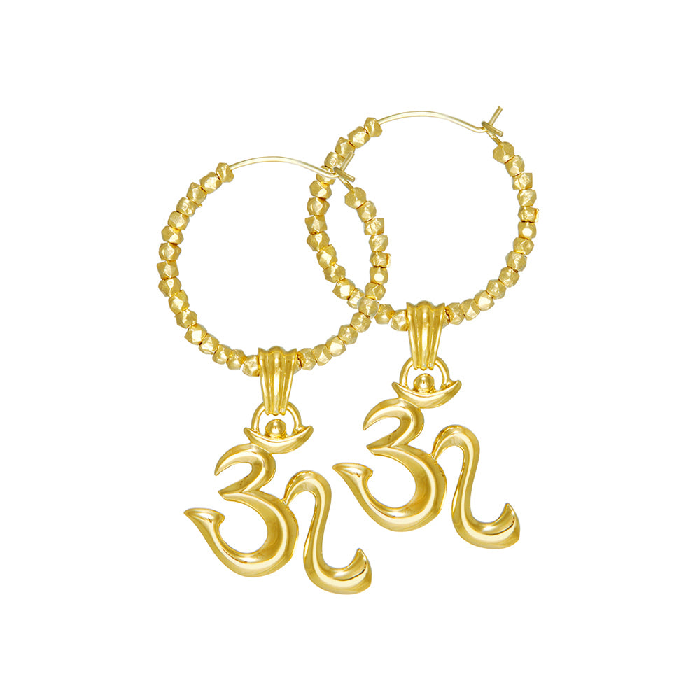 Om Kreolen mit Beads vergoldet von ETERNAL BLISS - Spiritueller Schmuck