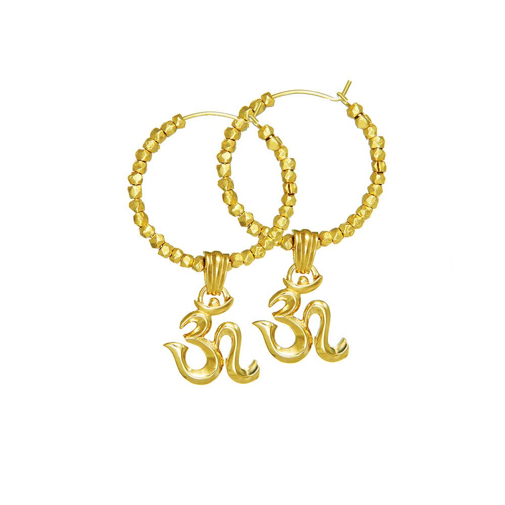 Mini Om Kreolen mit Beads vergoldet von ETERNAL BLISS - Spiritueller Schmuck