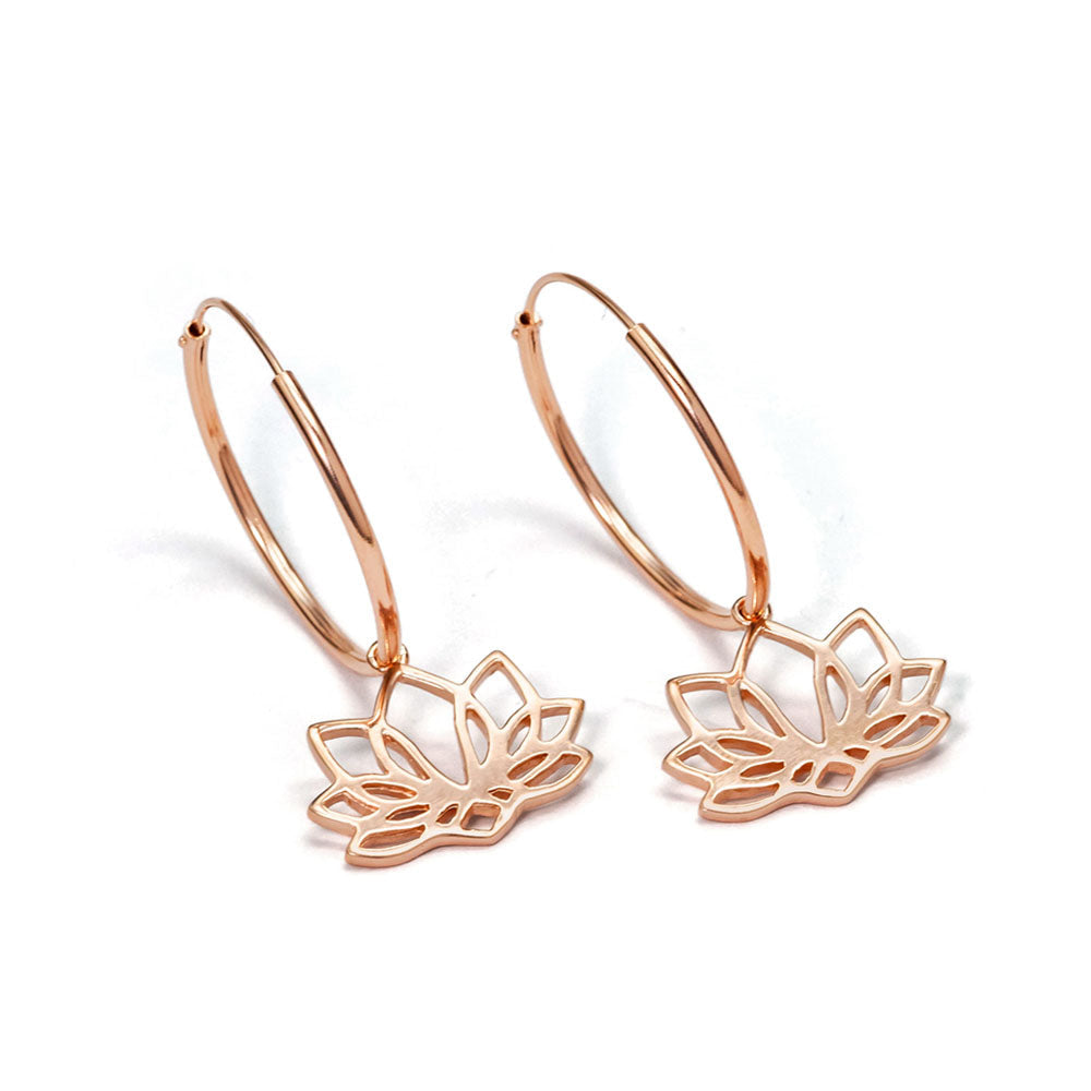 Zarte Lotus Kreolen rosévergoldet  von ETERNAL BLISS - Spiritueller Schmuck