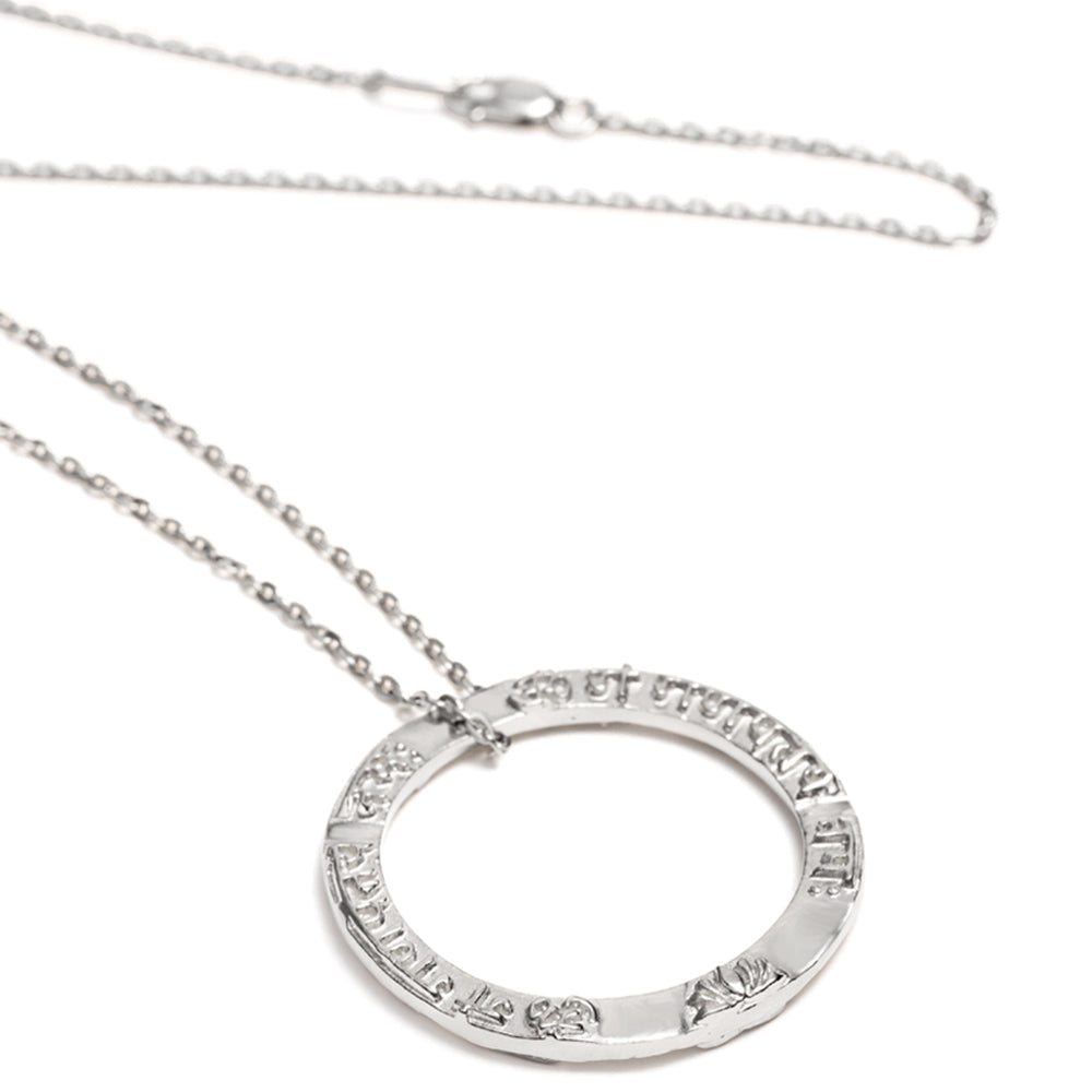 Ring shaped Ganesha Mantra pendant in sterling silver from ETERNAL BLISS from the spiritual yoga jewelry collection