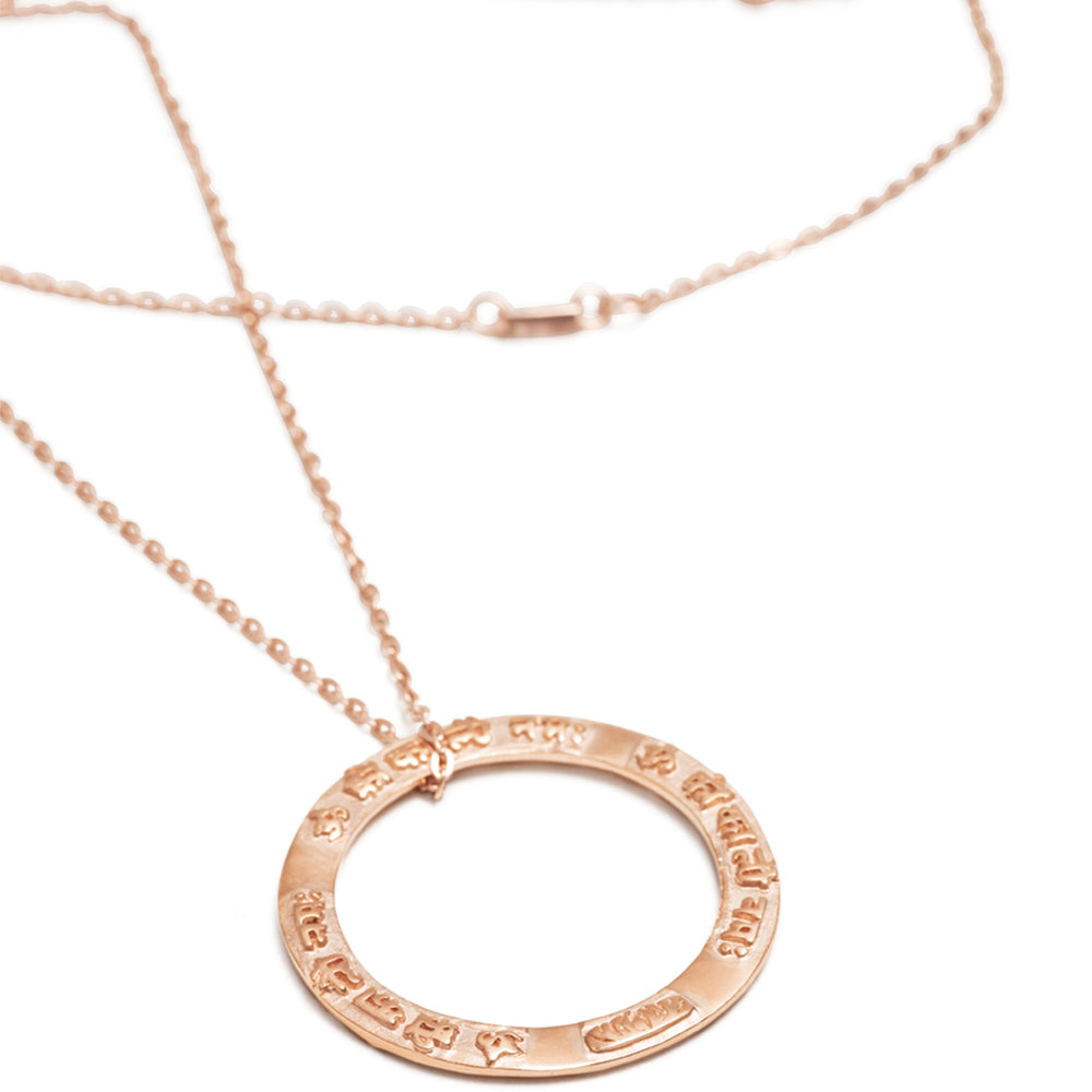 Kali Mantra pendant in sterling silver rose gold plated by Eternal Bliss