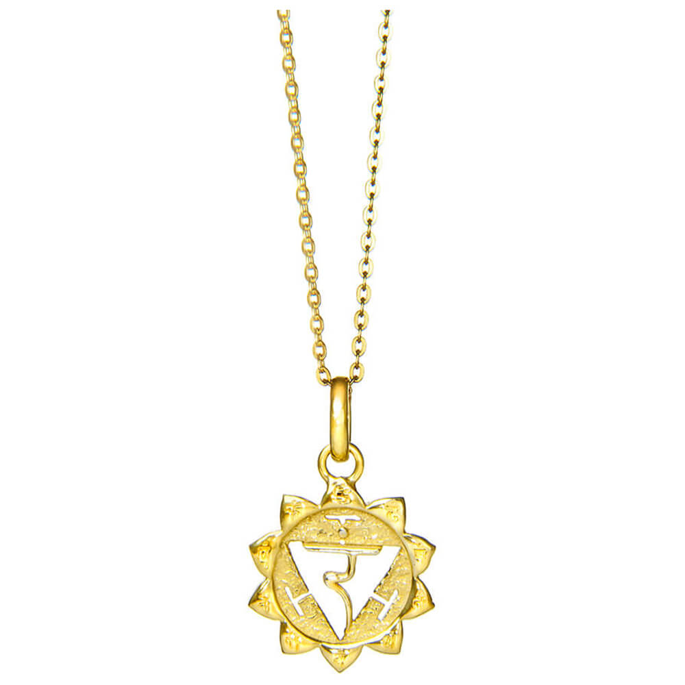 Manipura Chakra Anhänger mit Mantra vergoldet mit Kette von ETERNAL BLISS - Spriritueller Schmuck