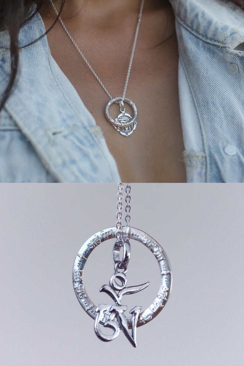 Spiritual Jewelry: Silver Necklace Cosmic Love with two Pendants