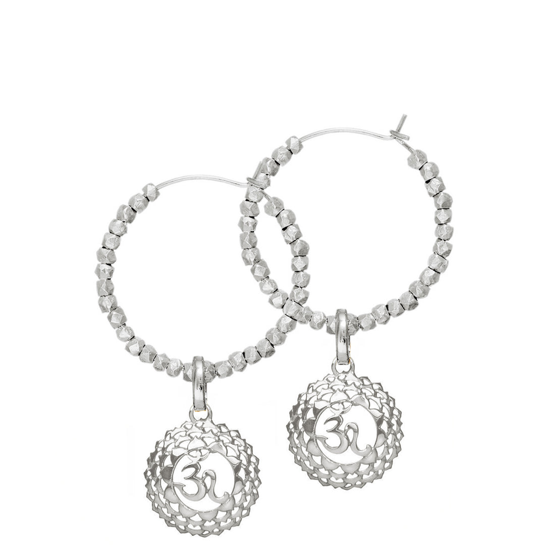 Kronen oder Sahasrara Chakra Kreolen aus hochwertigem Sterling Silber mit balinesischen Perlen verziert von ETERNAL BLISS - Spiritueller Schmuck