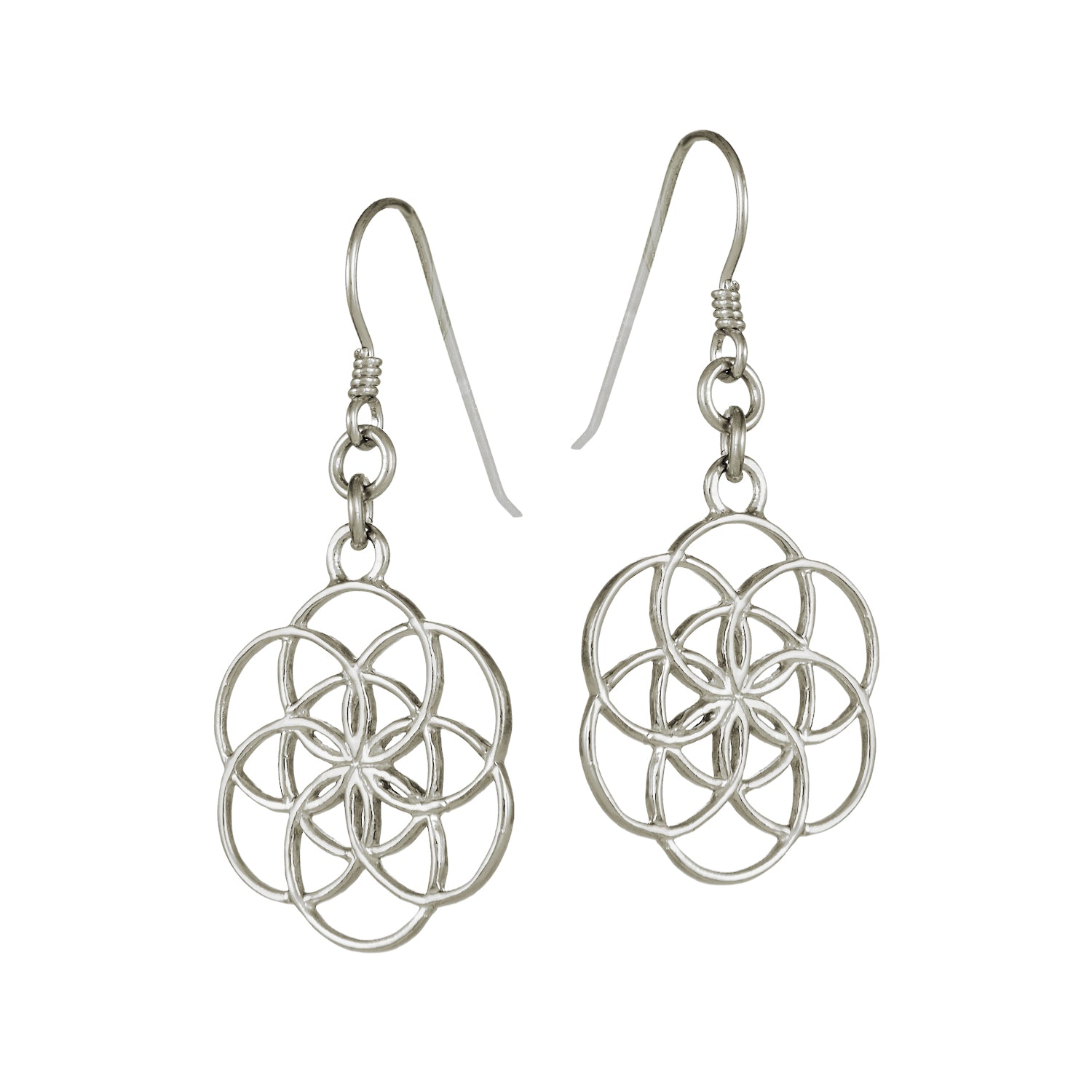 Seed of Life earrings made of sterling silver from the spiritual yoga jewellery collection