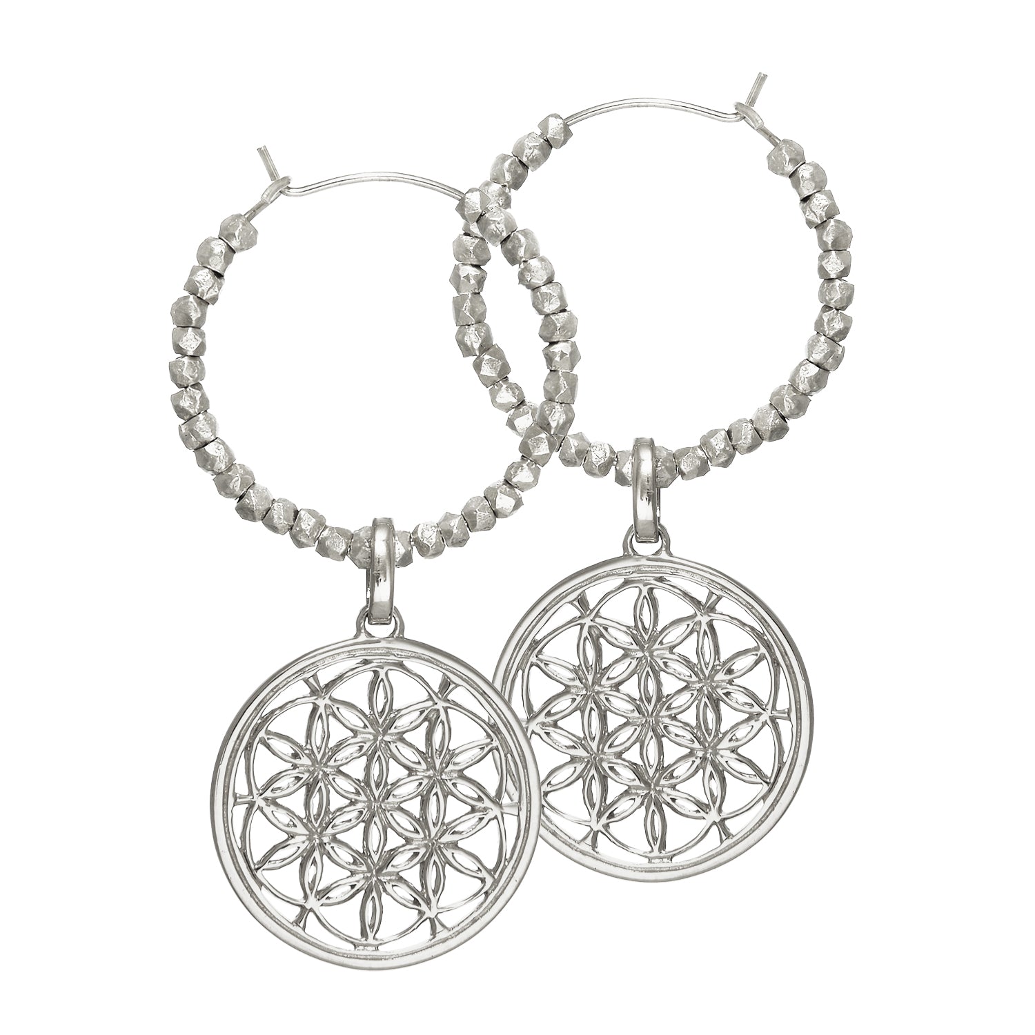 Blume des Lebens Kreolen mit Beads Silber von ETERNAL BLISS - Spiritueller Schmuck