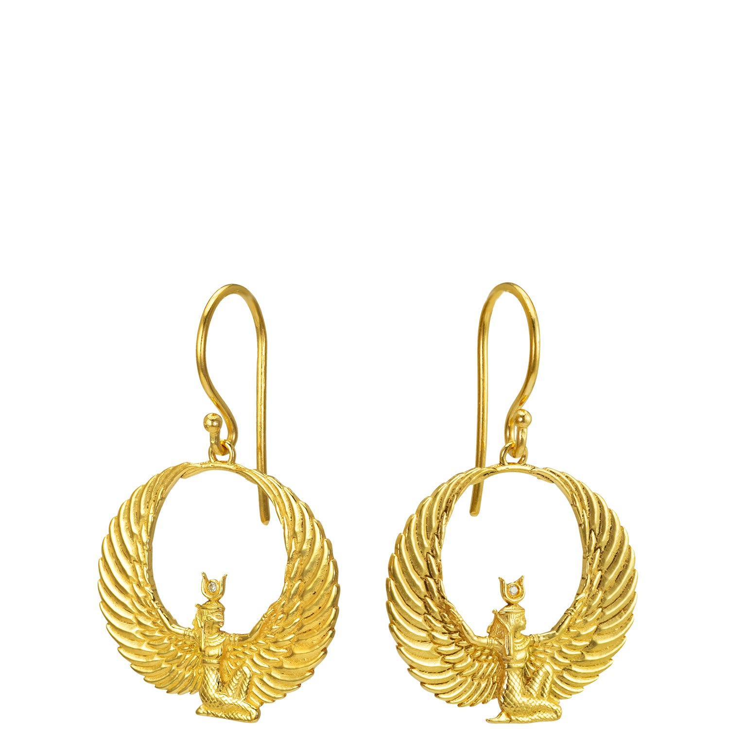 Gold-plated goddess Isis earrings with rock crystal by ETERNAL BLISS - Egyptian jewelry