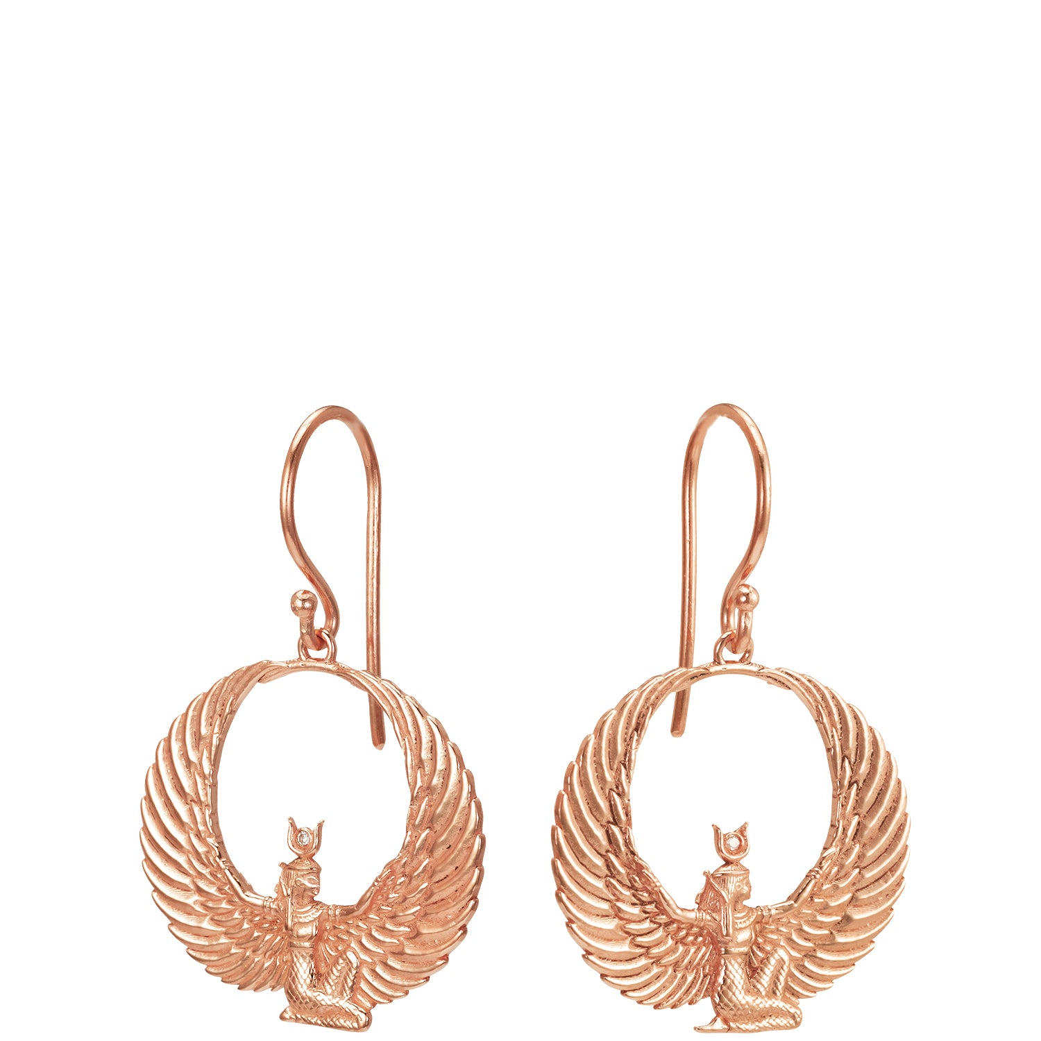 Roségold-plated goddess Isis earrings with rock crystal by ETERNAL BLISS - Egyptian jewelry