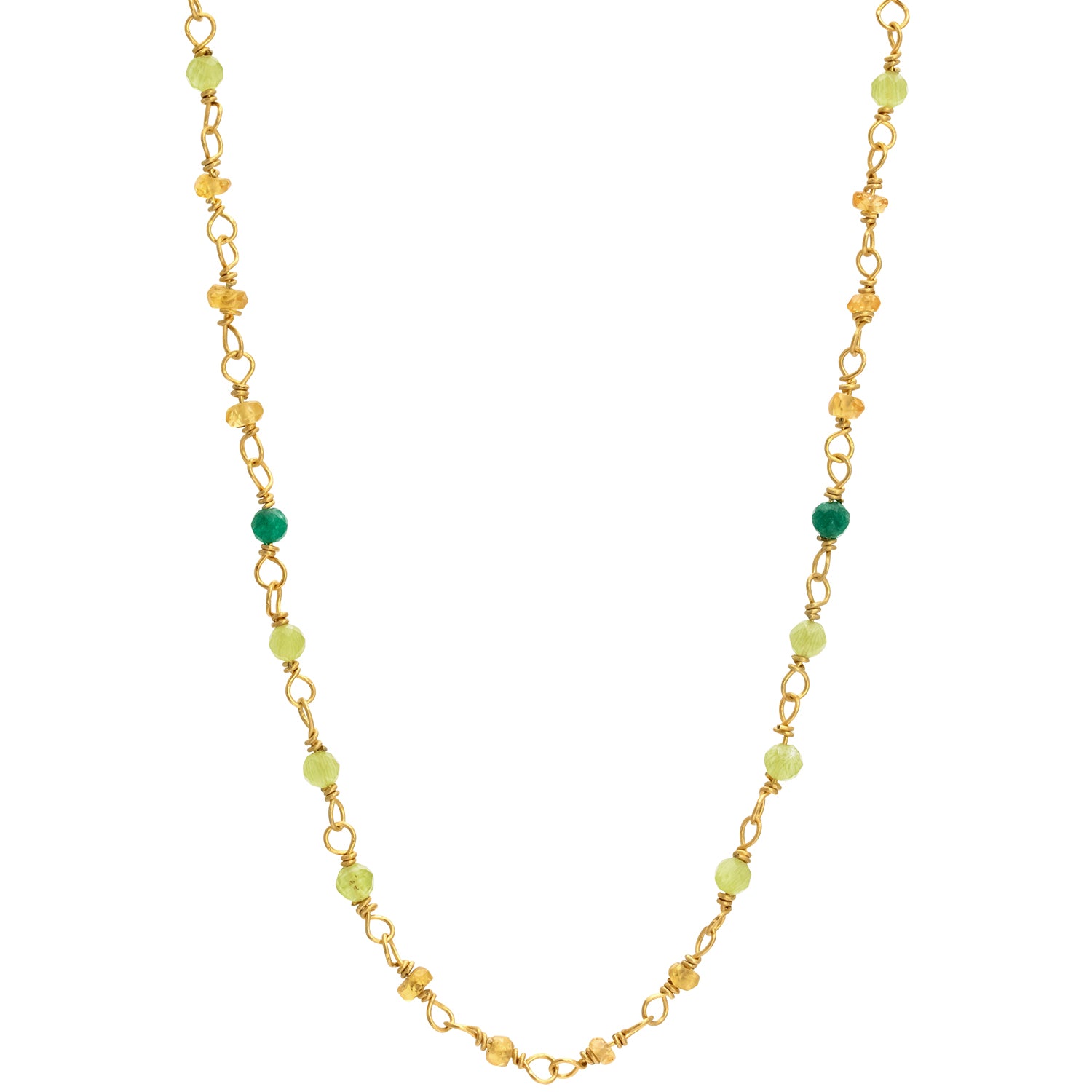 Edelstein-Halskette "Inspiration" aus vergoldetem Sterling Silber mit Smaragd, Saphir und Peridot von Eternal Bliss