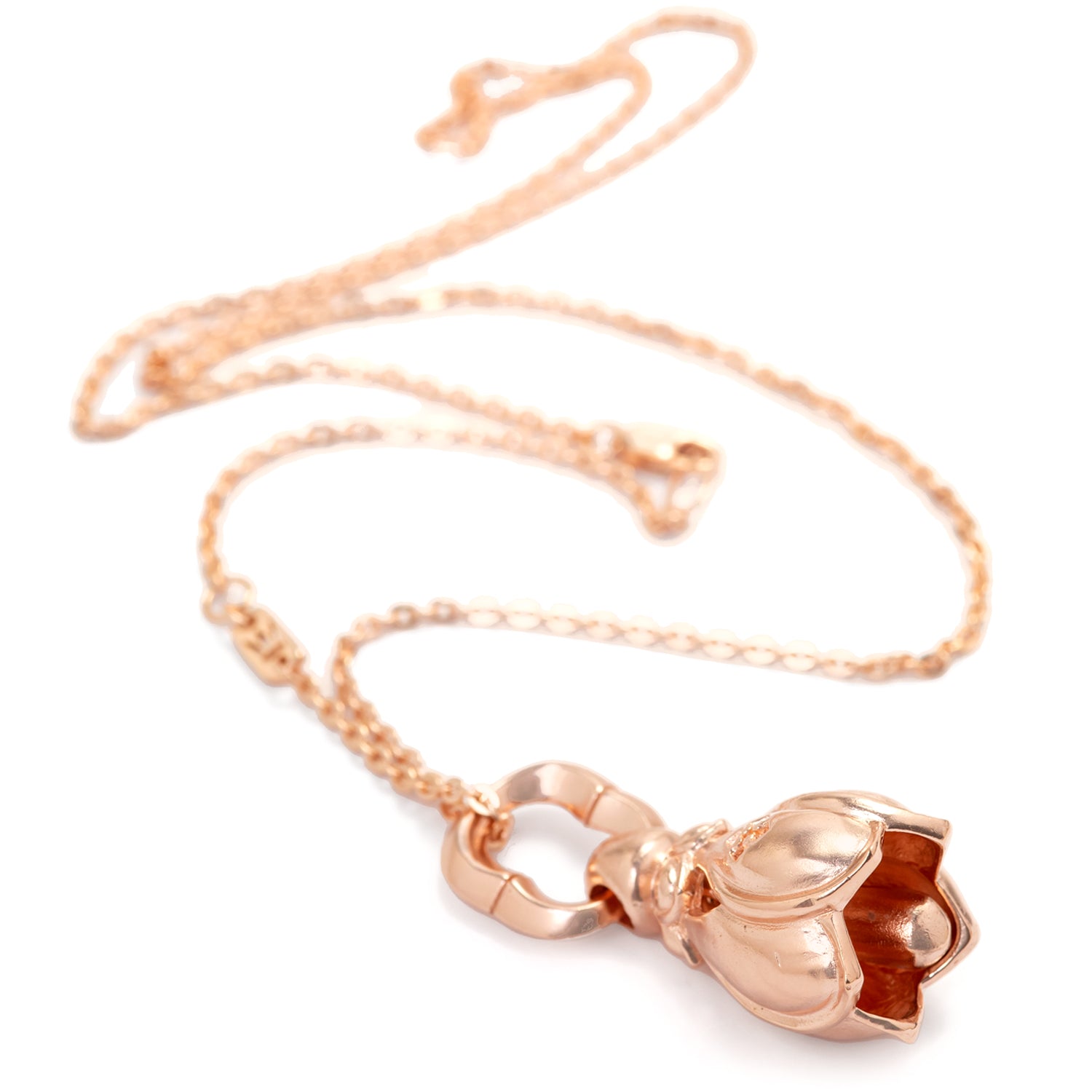 Lotus bell pendant rose gold plated with necklace by ETERNAL BLISS - Spiritual Jewelry
