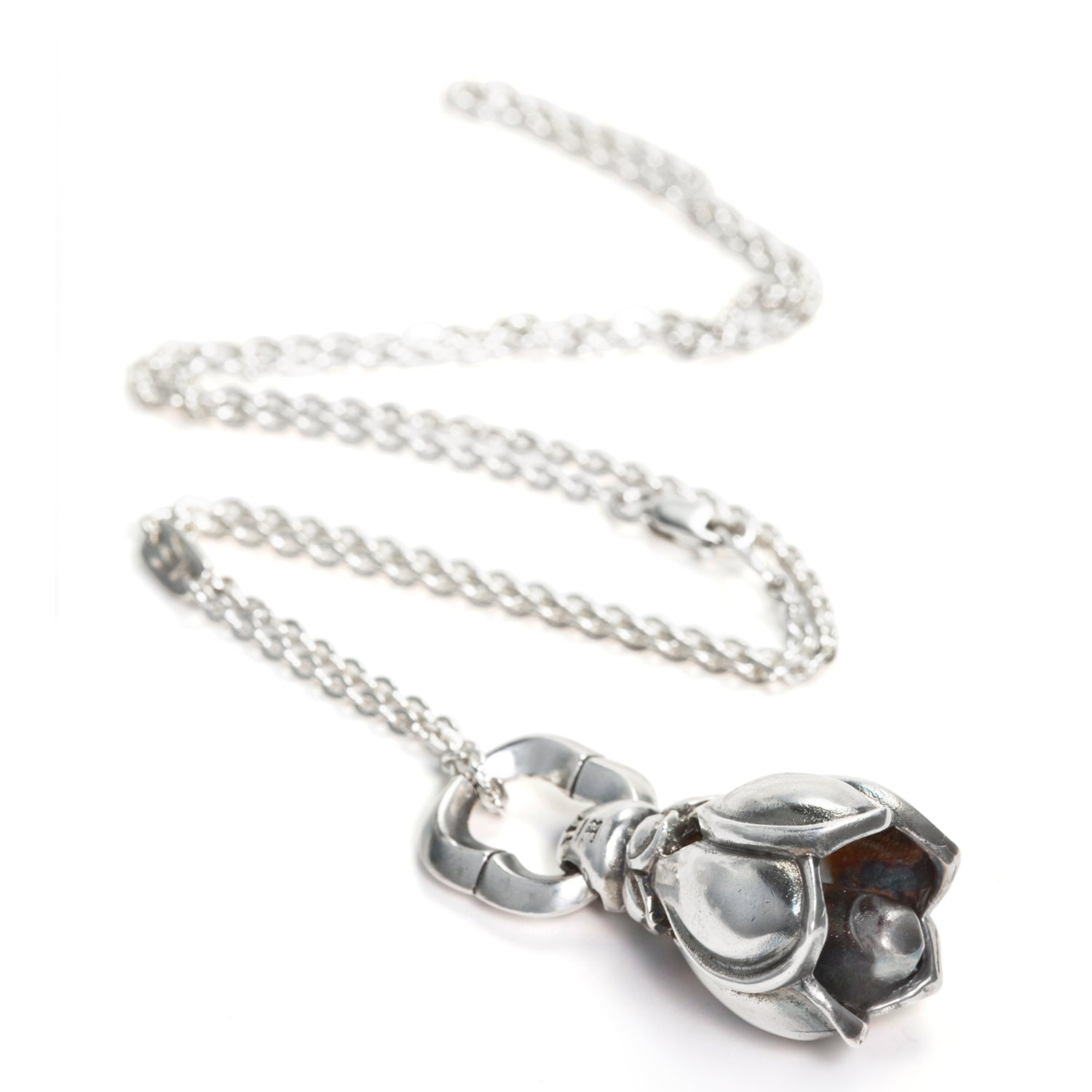 Lotus Glöckchen Anhänger aus patiniertem Sterling Silber mit Halskette von ETERNAL BLISS - Spiritueller Schmuck