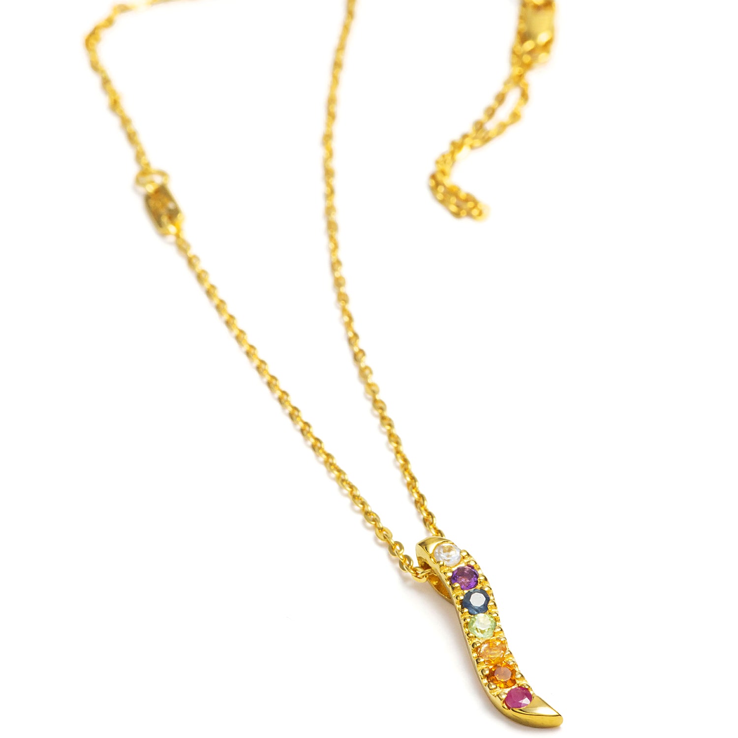 Chakra Flow pendant gold plated with 7 gemstones from ETERNAL BLISS - Spiritual jewelry