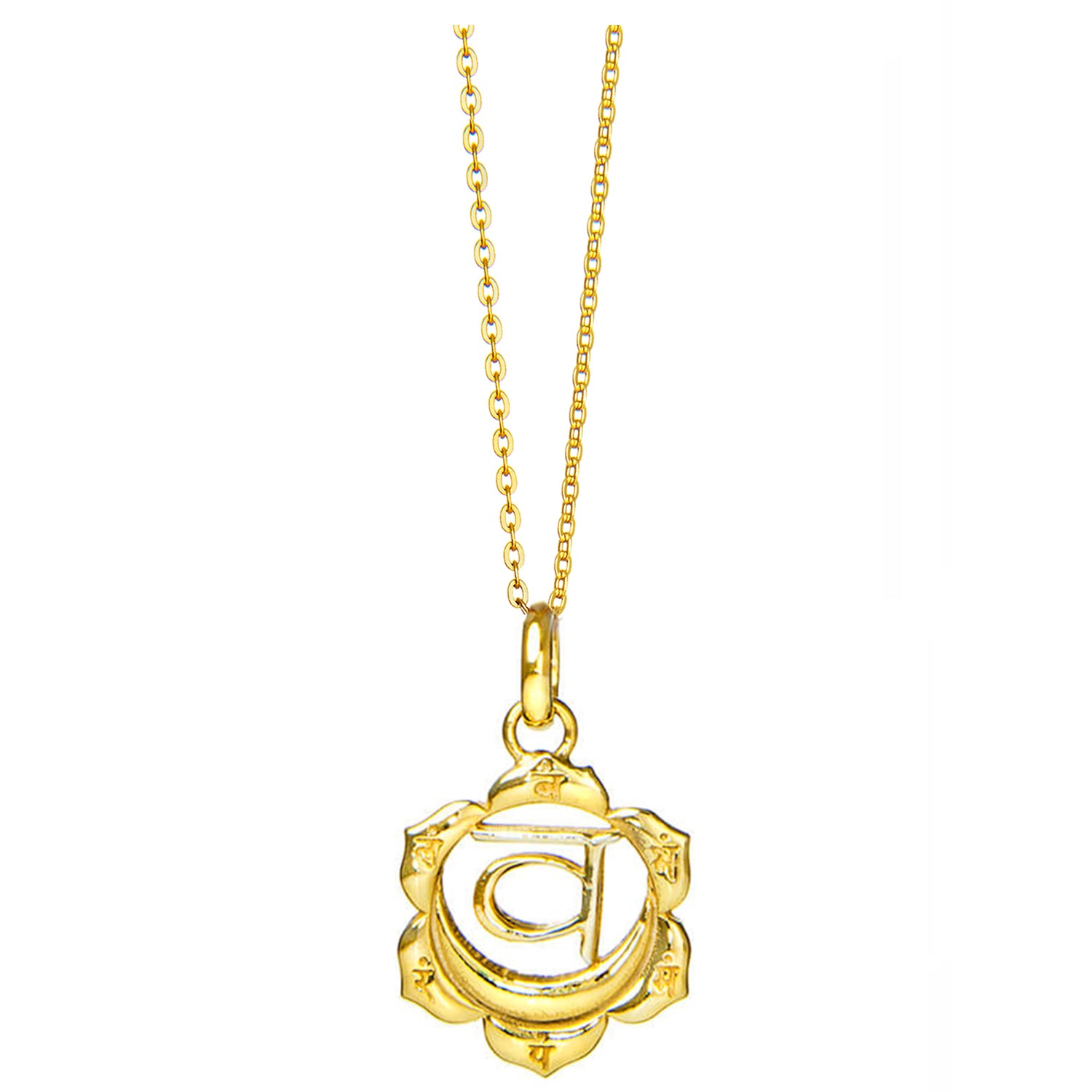 Sakral oder Svadhisthana Chakra Anhänger mit Mantra vergoldet mit Kette von ETERNAL BLISS - Spriritueller Schmuck