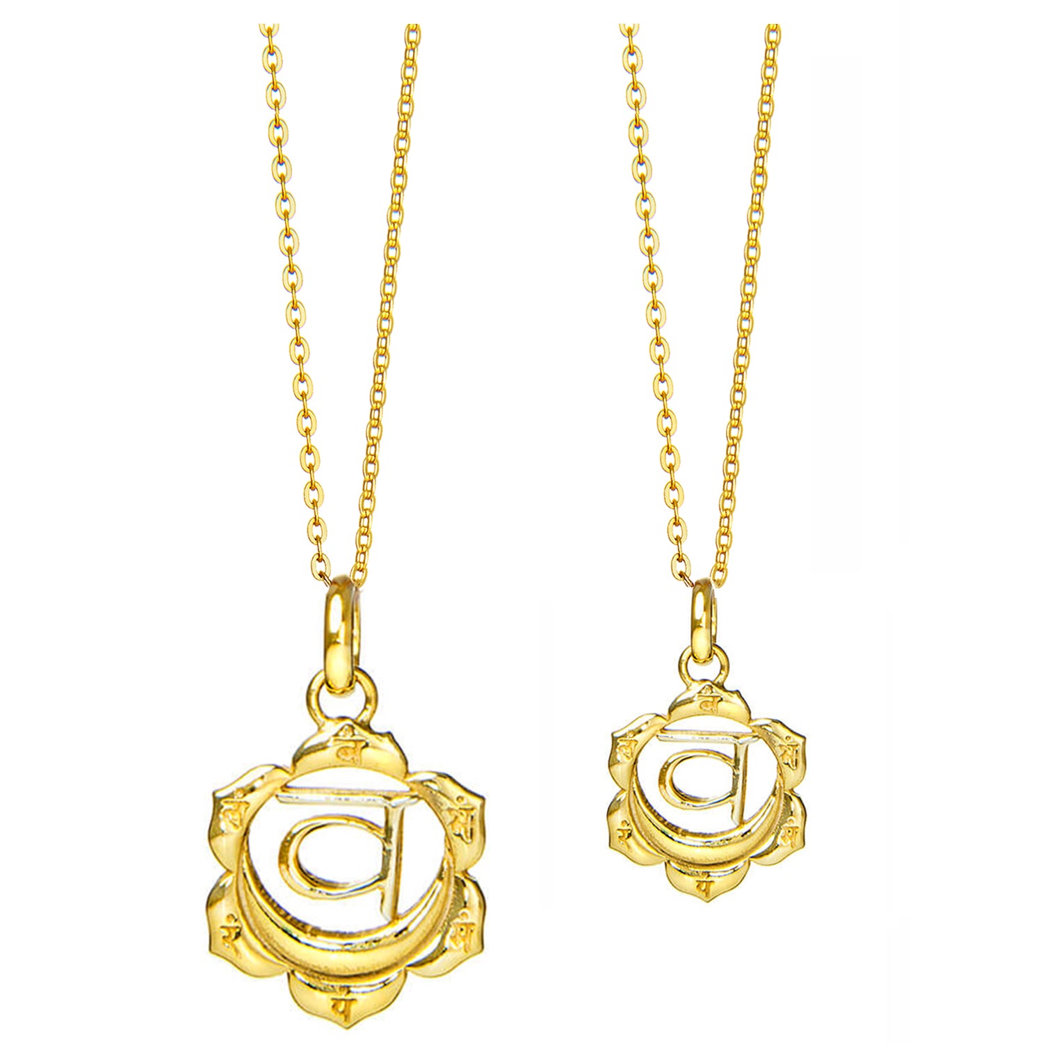 Sacral or Svadhisthana chakra pendant with mantra, Gold Plated with Chain by ETERNAL BLISS - Spiritual Jewelry