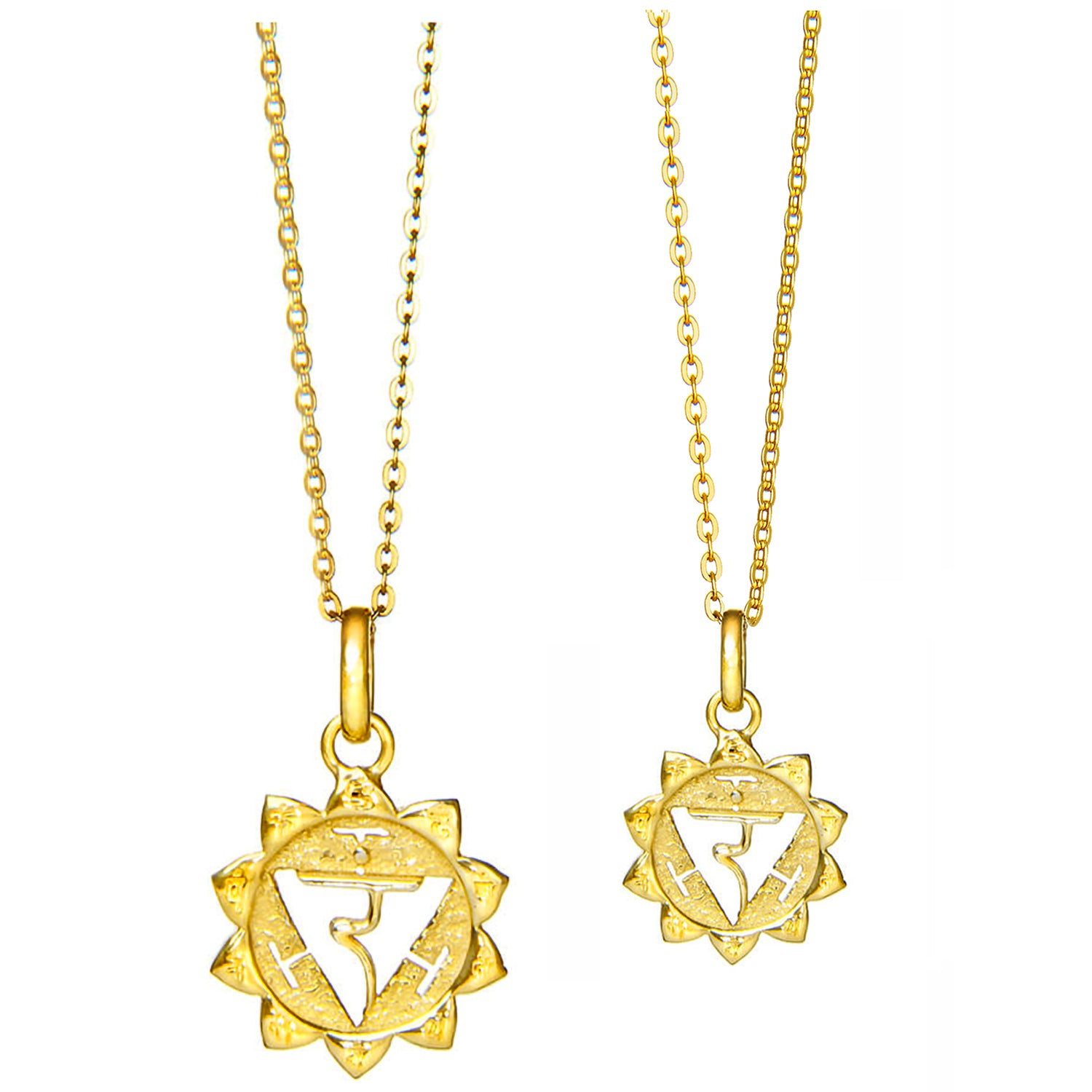 Solar Plexus or Manipura Chakra Pendant with Mantra, Gold Plated with Chain by ETERNAL BLISS - Spiritual Jewelry