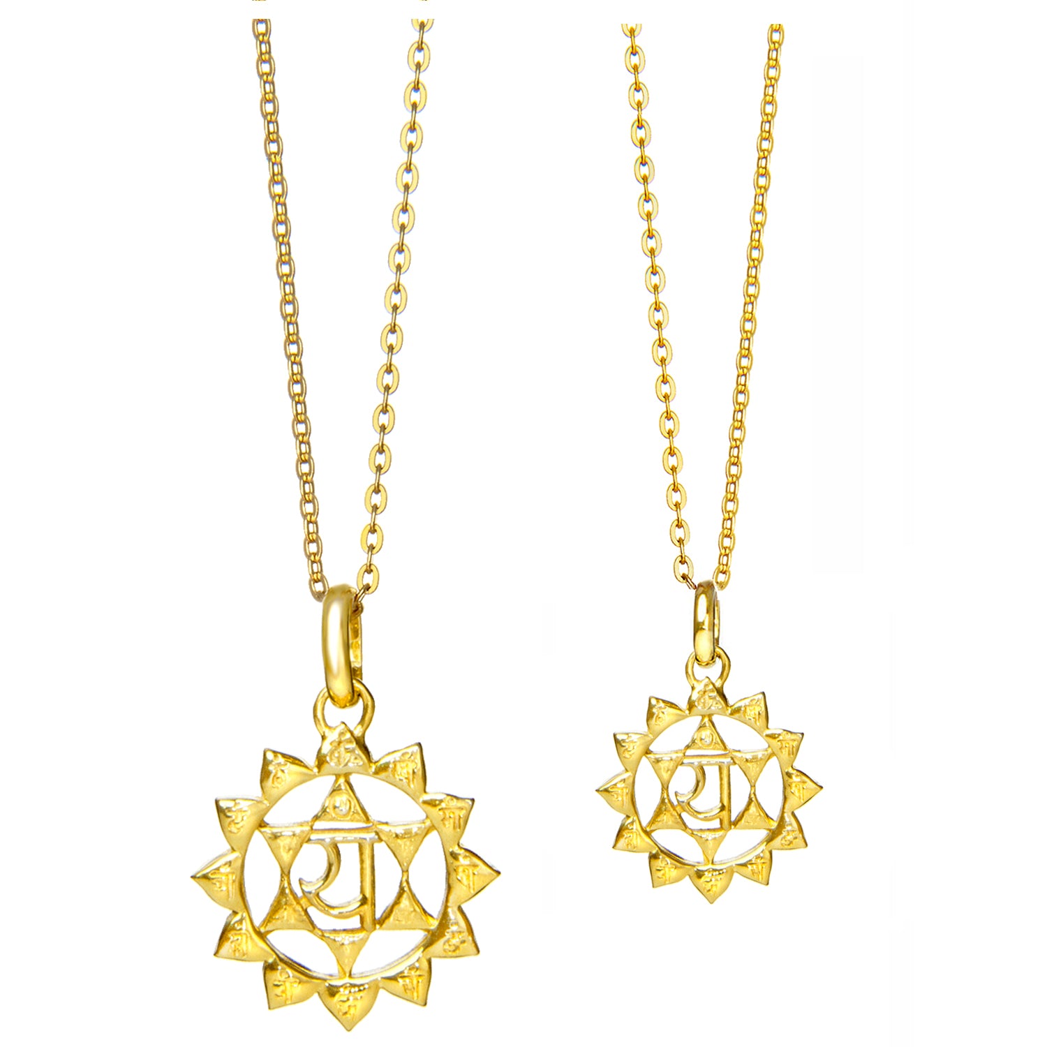 Heart chakra pendant with mantra, gold-plated, in two sizes by ETERNAL BLISS - Spiritual Jewelry