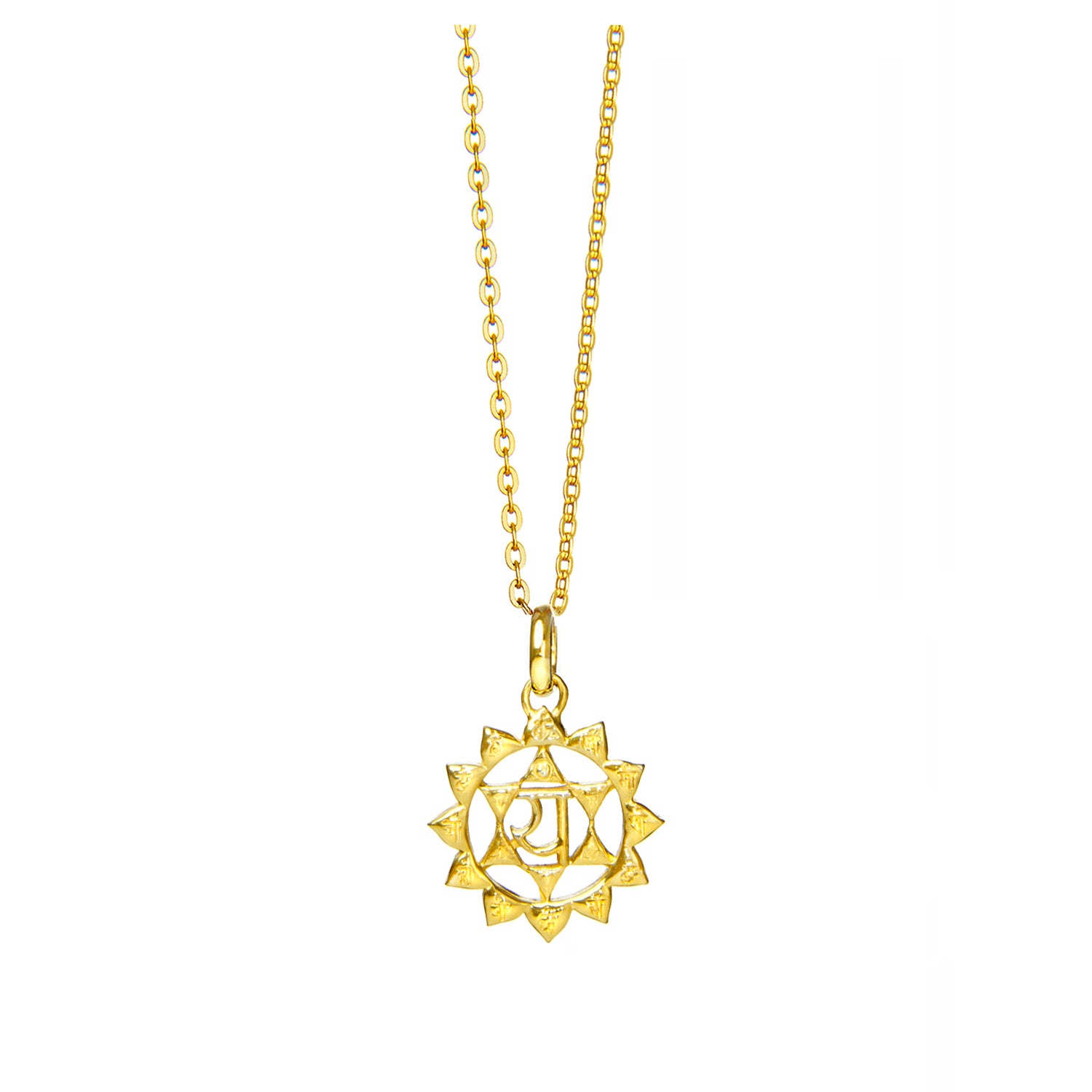 Kleiner Herz Chakra Anhänger mit Mantra vergoldet mit Kette von ETERNAL BLISS - Spriritueller Schmuck