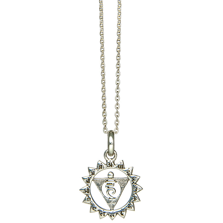 Hals oder Vishuddha Chakra Anhänger mit Mantra Silber mit Kette von ETERNAL BLISS - Spriritueller Schmuck