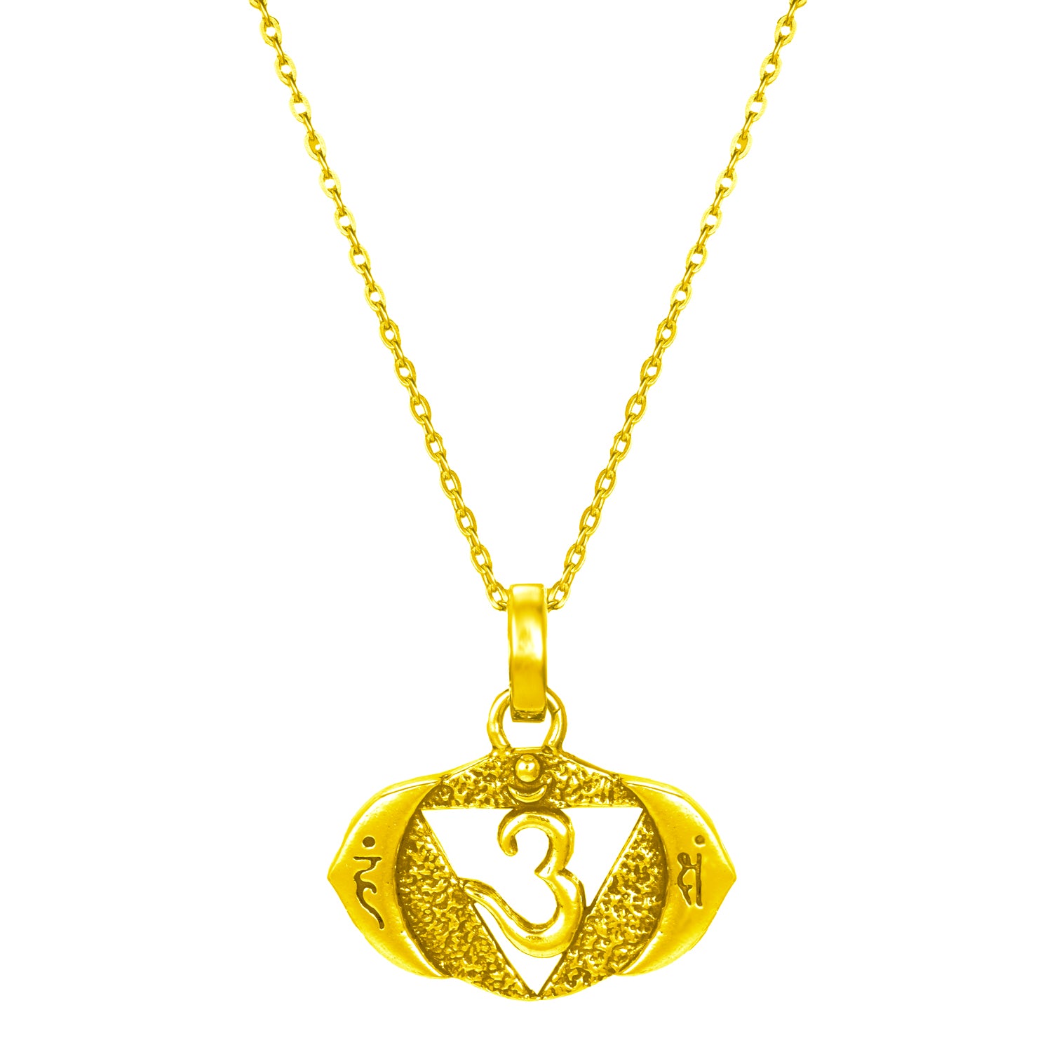 Stirn oder Ajna Chakra Anhänger mit Mantra vergoldet mit Kette von ETERNAL BLISS - Spriritueller Schmuck