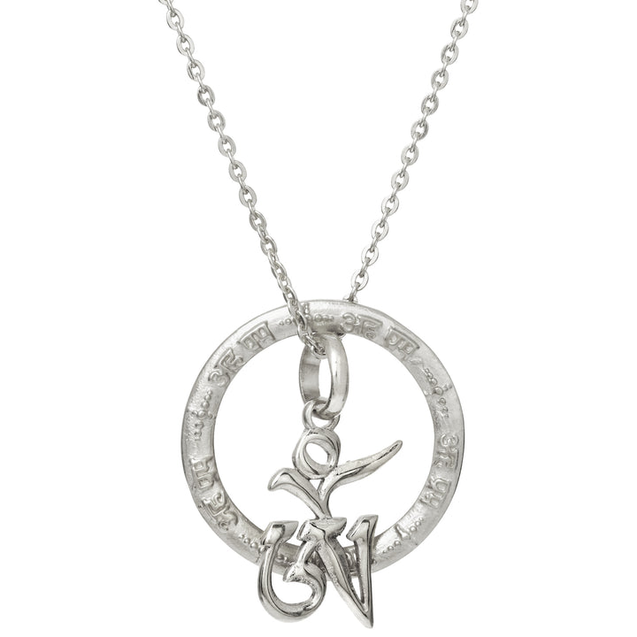 Silberkette "Universelle Liebe" Aham-Prema-Mantra-Anhänger und Anhänger Tibetisches Om aus Sterling Silber von ETERNAL BLISS - Spiritueller Schmuck