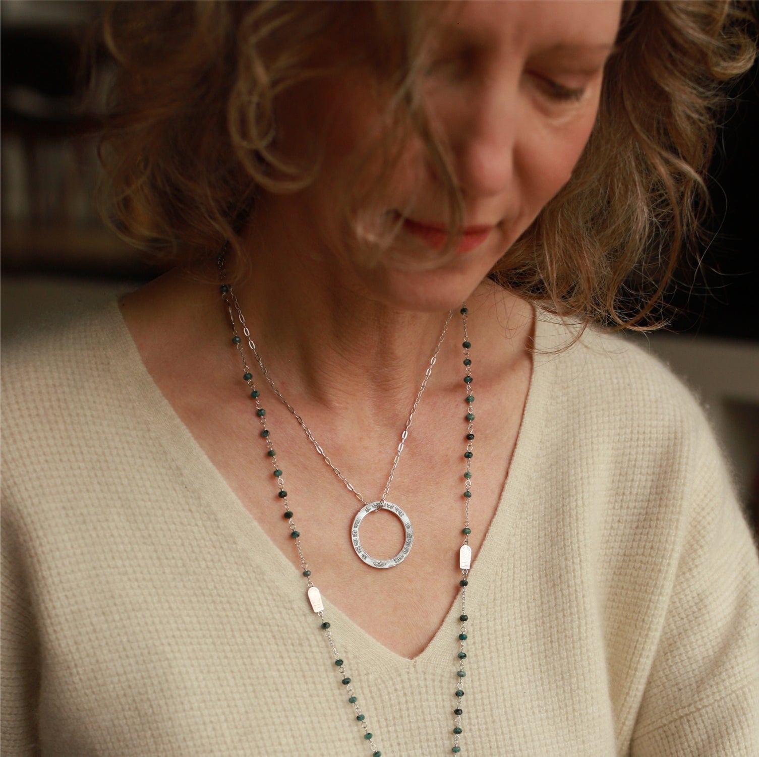 Kali Mantra Anhänger groß Silber