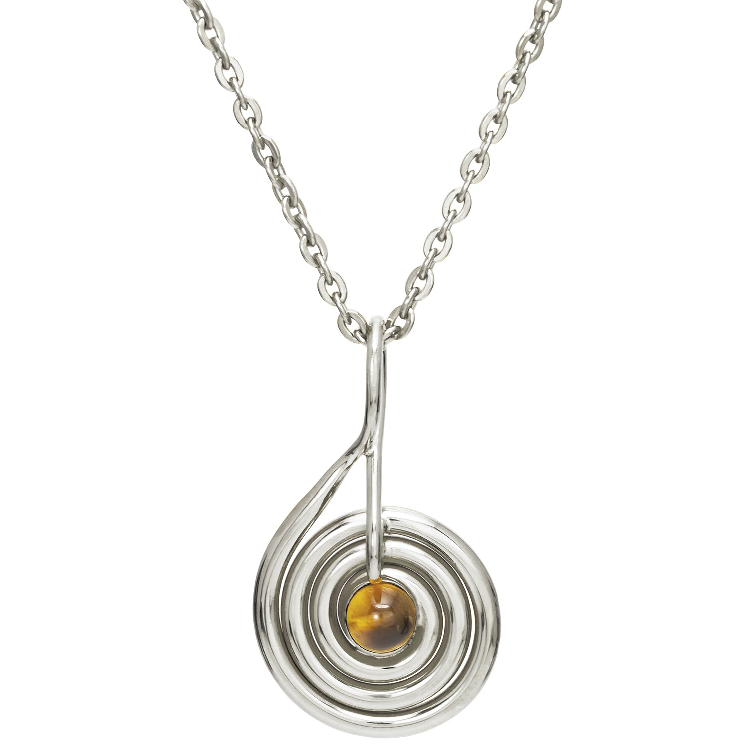 Spiral Anhänger aus Sterling Silber mit hochwertigem Tigerauge-Cabochon von ETERNAL BLISS - Spiritueller Schmuck