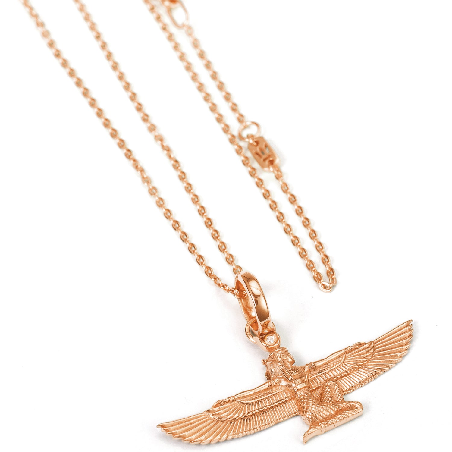 Roségold-plated goddess Isis pendant with rock crystal by ETERNAL BLISS - Egyptian jewelry