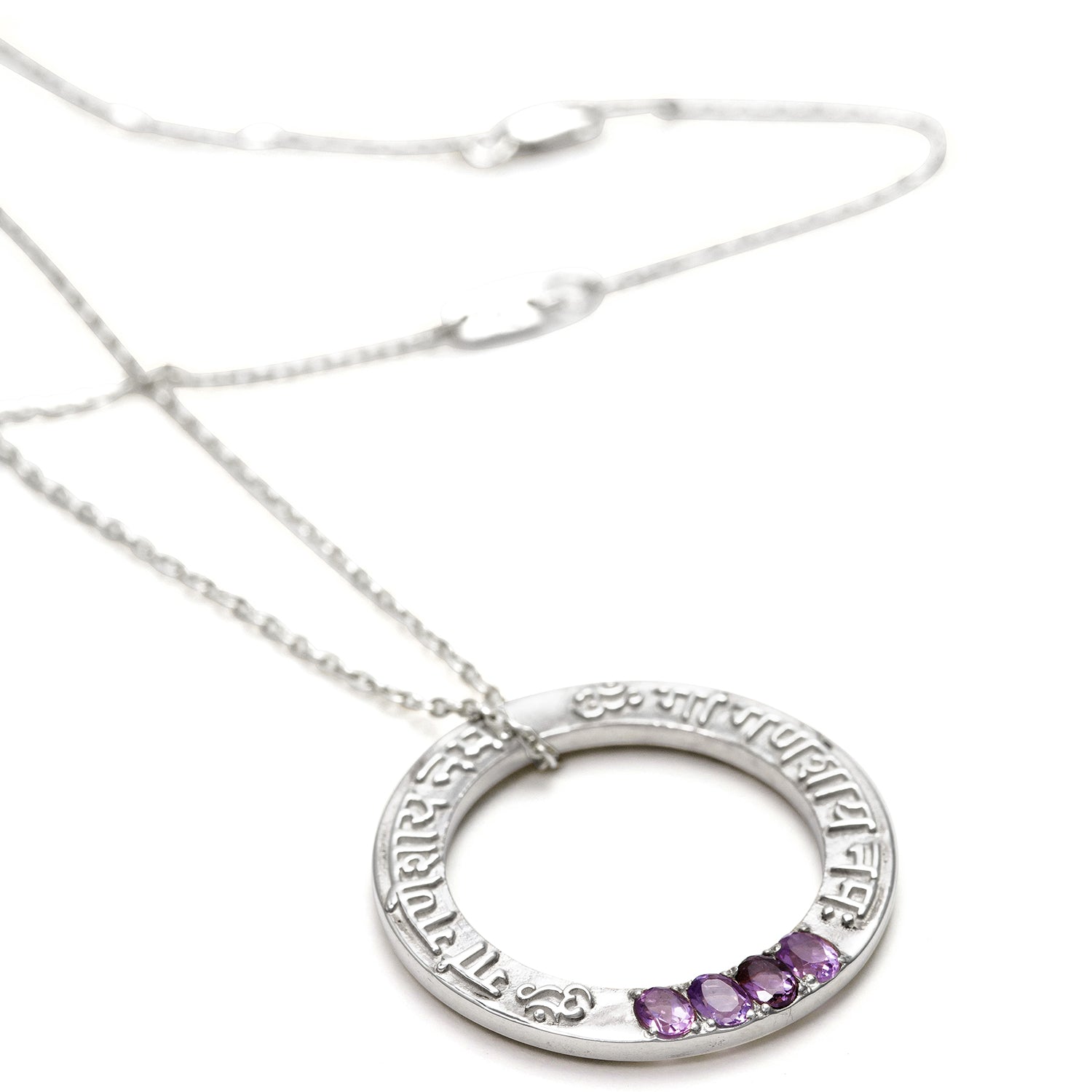 Sterling Silver Ganesha Mantra Gemstone Pendant by Eternal Bliss from the Yoga Jewelry Collection