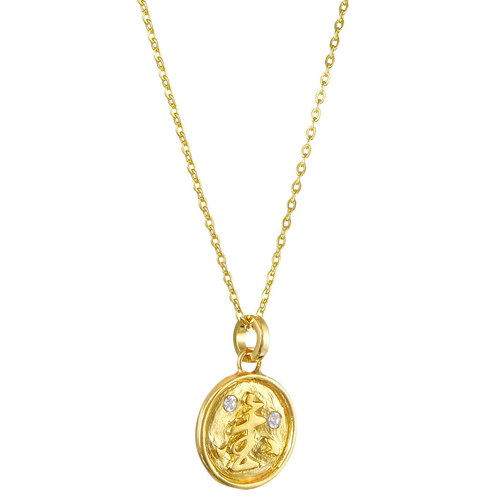 Gold-plated Jín pendant with rock crystal by ETERNAL BLISS - Spiritual Jewellery