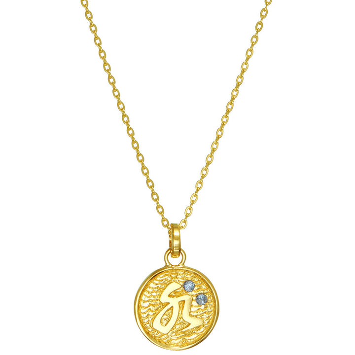 Vergoldeter 5 Elemente Anhänger Wasser mit Aquamarin von ETERNAL BLISS - Spiritueller Schmuck