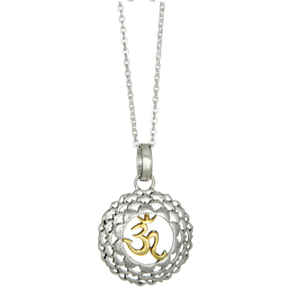 Sahasrara chakra pendant with mantra silver